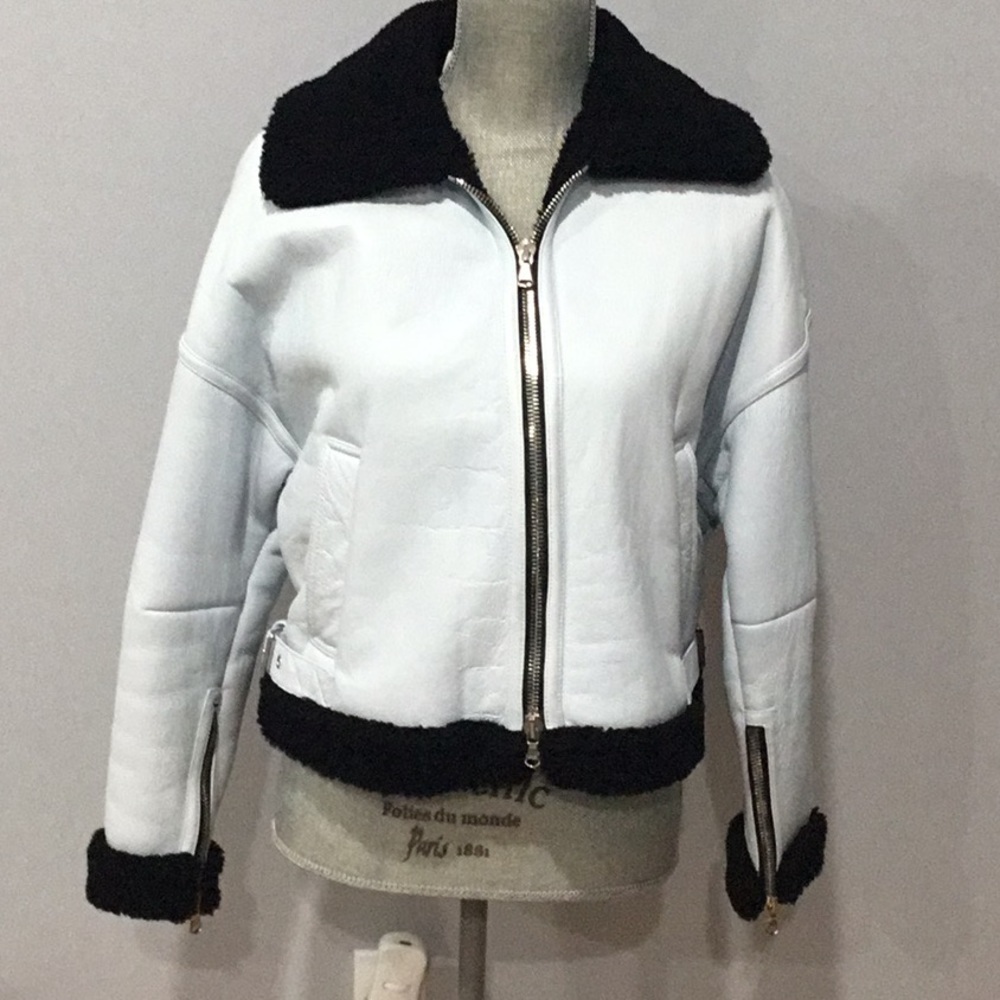 3-1 Philip Lim leather shearling jacket size 0